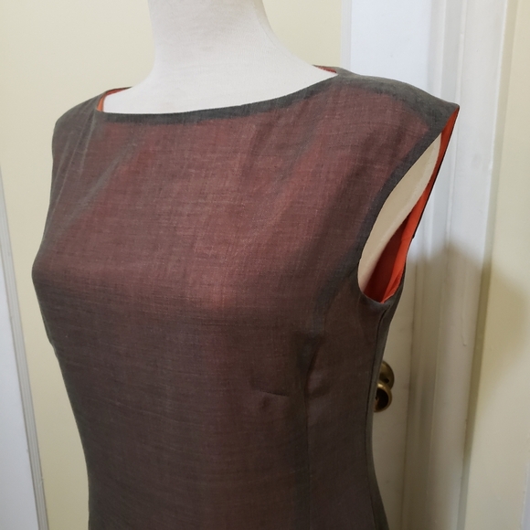 Classic Shift Dress / by Rene Lezard / Gray on Orange / Size 40 Euro / 8… - Picture 2 of 6